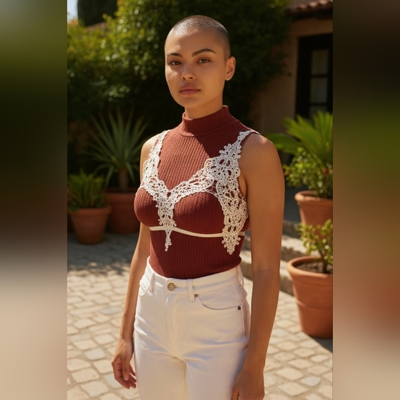 Romantic Lace Detail Ribbed Top – Vintage Cottagecore Aesthetic | Designer Inspi - Picture 7 of 8